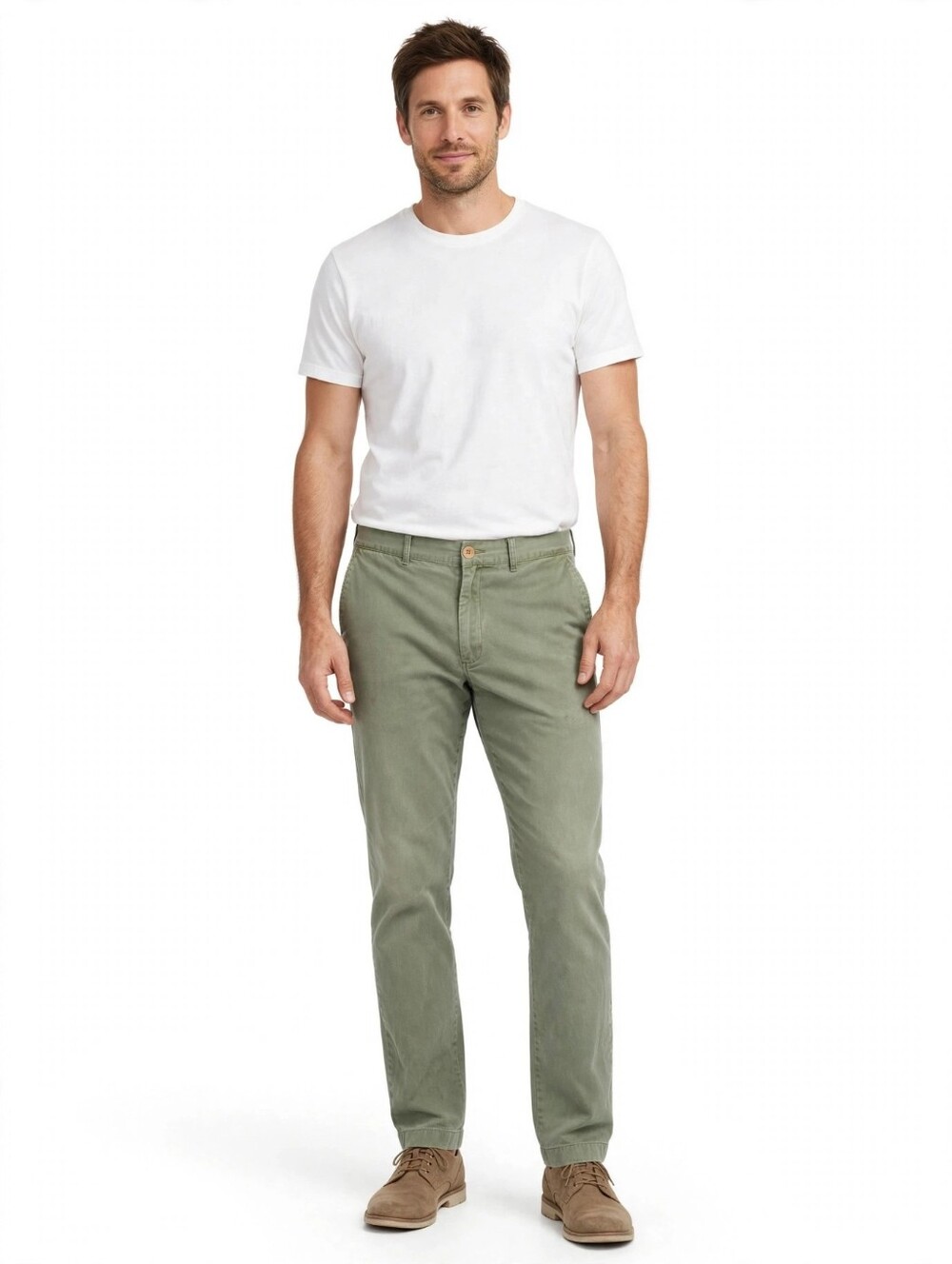 J.Crew Men's The Sutton Chino Pants 36x34 Green Flat Front Straight Leg Cotton